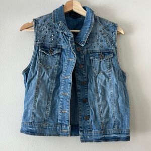 Studded denim vest